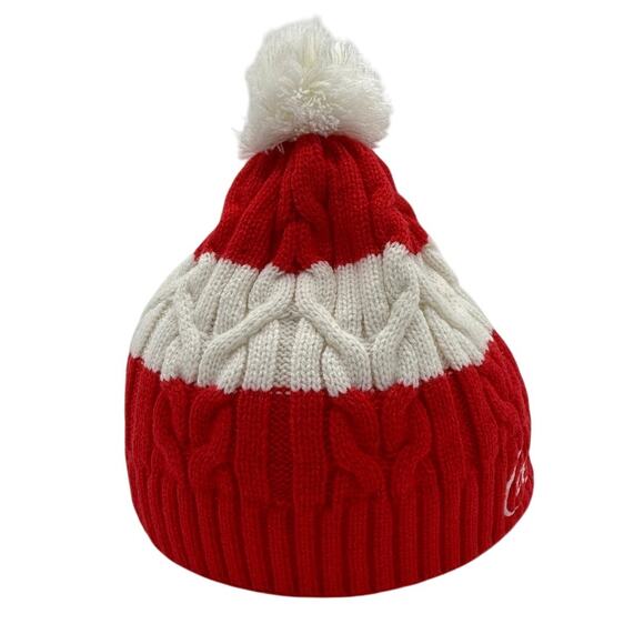 Coca-Cola Red White Knit Pom Beanie Winter Hat One Size - Picture 3 of 7